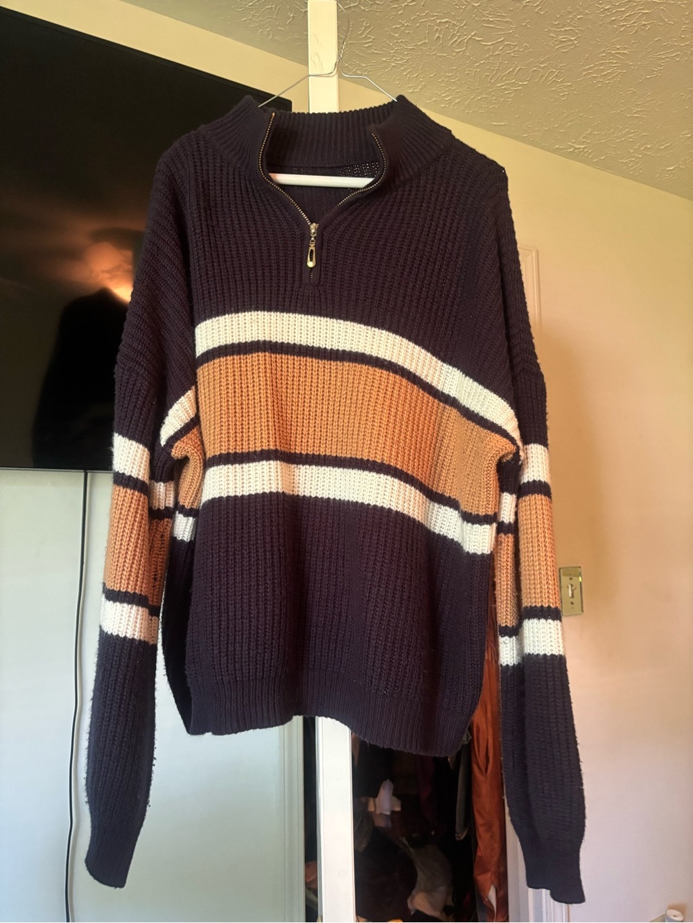 🍂 Cozy Colorblock Quarter-Zip Knit Sweater